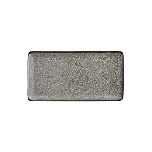 Stück Olympia Mineral rechteckige Teller 23 x 12cm - Rustikale Porzellanteller im 6er Set, ideal für Portionen oder zum Teilen. Mit splitterbeständigen Kanten und texturierter Glasur, geeignet für Ofen, Mikrowelle und Geschirrspüler.