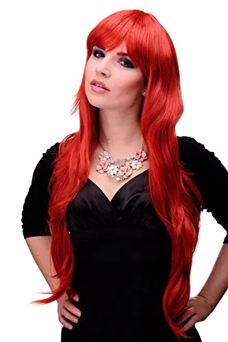 WIG ME UP - Damenperücke Rot Knallrot Rot-Mix Perücke mit wallendem, langen, welligem Haar ca. 80 cm lang 6311-137
