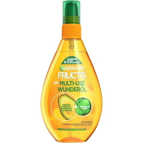 Garnier Fructis Multi-Use Wunderöl für trockenes Haar, 150 ml - Pflegeöl für sofortige Geschmeidigkeit und natürlichen Glanz. Ideal für die einfache Anwendung mit Pumpzerstäuber – kein Ausspülen nötig. Kombiniert wertvolle Öle für eine leichte, nährende Formel.
