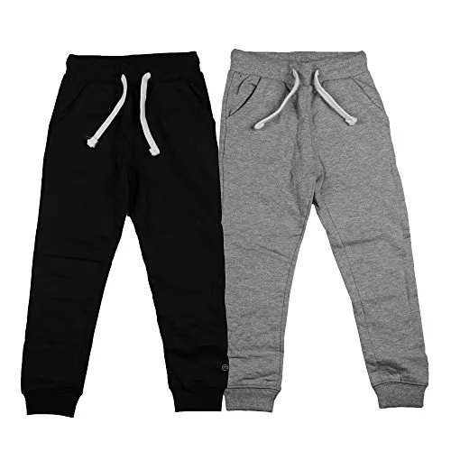 MINYMO Jungen 2er Pack Sweat Pants für Jungen - Trainingshosen im 2er Pack, ideal für Sport und Spiel, mit rutschsicherem Bund und elastischen Knöchelbündchen für perfekten Sitz. Aus 100% Baumwolle, maschinenwaschbar und trocknergeeignet.