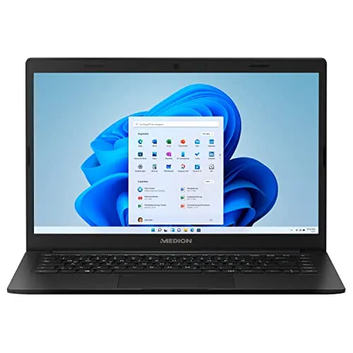 MEDION E4251 14 Zoll Full HD Notebook - Leistungsstarker Laptop mit Intel Pentium Silver N5030, 4GB RAM und 64GB Flash-Speicher. Ideal für mobiles Arbeiten mit bis zu 8,5 Stunden Akkulaufzeit.
