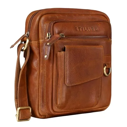 STILORD 'Ryan' Crossbody Tasche Herren Leder - Messenger-Bag aus echtem Leder im Vintage Look, ideal für 9,7 Zoll iPads und DIN A5 Dokumente. Praktische Außenfächer für schnellen Zugriff auf Wertgegenstände.