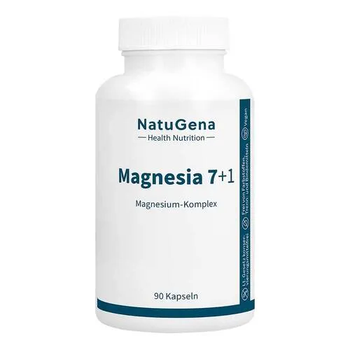Magnesia 7 + 1 Magnesium-Komplex - Vegan Kapseln - Magnesium Nahrungsergänzungsmittel mit 8 Magnesiumverbindungen für optimale Muskelfunktion und Nervensystem. Vegan, laktose- und glutenfrei.
