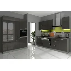 Küche Bianca II 240+160 Küchenzeile Hochglanz Grau - Moderne Küchenzeile in Hochglanz Grau, 240+160 cm, bietet viel Stauraum und ist perfekt für Ihr Zuhause.