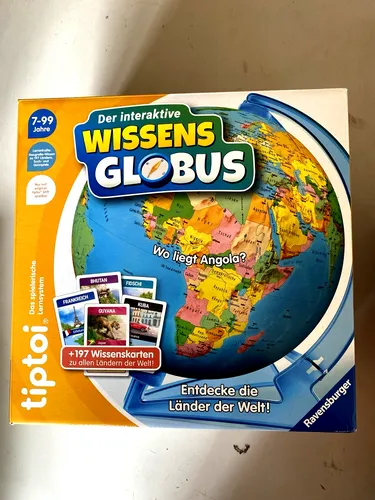 Ravensburger tiptoi Spiel 00107 - Interaktiver Wissens-Globus für Kinder ab 7 Jahren, 197 Länder entdecken und spielend Geografie lernen mit Quizspielen