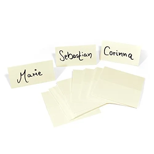 Frau WunderVoll® 50 TISCHKARTEN, Creme/Platzkarten, Tischkarte, Hochzeit, Tischkarte zum Beschriften, Tischkarten Vintage, Namensschild