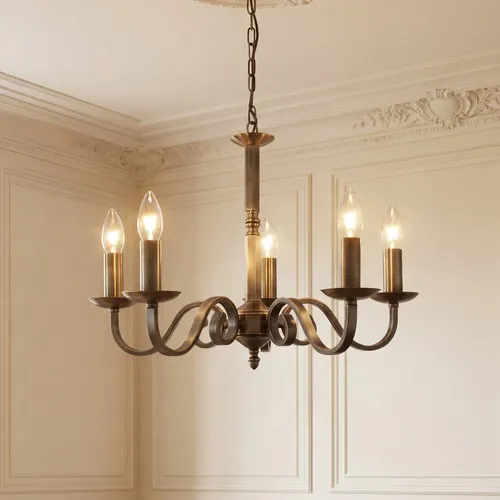 Xxxl Kronleuchter Richmond - Höhenverstellbar in Messing-Design - Lampen & Leuchten, eleganter Kronleuchter aus Metall, 94 cm groß, höhenverstellbar für individuelle Raumgestaltung.