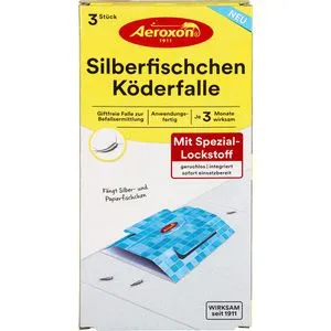 Aeroxon Silberfischfalle - Effektive Klebefalle für Silberfische - Insektenvernichter mit 3 Monate Langzeitwirkung, geruchsneutral und unbedenklich für Mensch und Haustiere. Ideal für Küche, Bad und Keller.