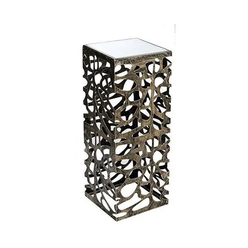 Casablanca Säule Ellis Metall brüniert 27x27cm - Statuen - Elegante Metallsäule Ellis in Gold-Antik mit satinierter Glasplatte, ideal als stilvolle Ablage für Vasen oder Pflanzen.