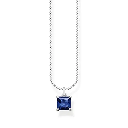 THOMAS SABO Kette mit blauem Stein – Elegantes Design aus 925 Sterling Silber - Ketten für Damen, hochwertige 925er Sterlingsilberkette mit blauem Stein, perfekt kombinierbar mit Thomas Sabo Charms und ein ideales Geschenk für besondere Anlässe.