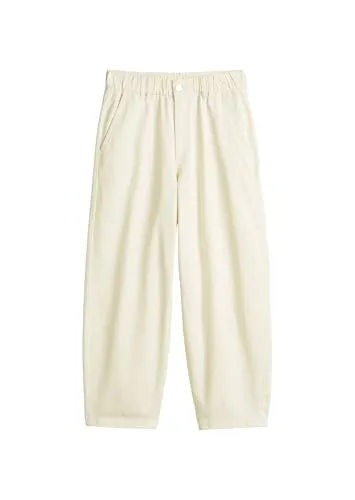 Marc O'Polo Denim Damen Barrel-Hose mit Elastikbund Cropped, Cremefarben (Creamy White), L - Jeans mit elastischem Bund für hohen Tragekomfort, ideal für lässige Outfits und den Sommer.