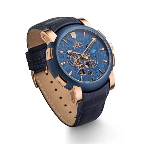Kronsegler Automatikuhr Meteorit Herren Armbanduhr mit Lederband - Exklusive Armbanduhr mit echtem Meteoritenstein, limitiert auf 812 Stück. Hochwertiger Edelstahl, Saphirglas und einzigartiges Zifferblatt-Design mit Meteoritenelementen.