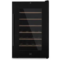 Les Petits Champs Weinkühlschrank, Schwarz, 28 Flaschen, kompakt und elegant - Der elegante Weinkühlschrank bietet Platz für 28 Flaschen und ermöglicht eine präzise Temperaturregelung zwischen 11°C und 18°C. Mit einem geräuscharmen Design und LED-Beleuchtung schützt er Ihre Weine optimal.