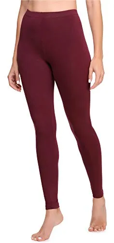 Ladeheid Leggings Damen aus Baumwolle Bequeme und Lange Leggins für Frauen für Frühling Sommer Herbst Winter Saison LA40-133 (Weinrot, M)
