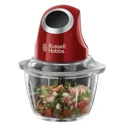 Russell Hobbs Zerkleinerer elektrisch - Mini Glasbehälter 500ml, rot mit Aufbewahrungsdeckel und leistungsstarkem Edelstahlmesser