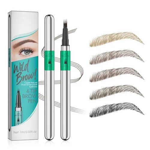 Microblading Augenbrauenstift Wasserfest - Hellbraun - Präziser Microblading Augenbrauenstift mit 4-Gabel-Spitze für natürliche Härchenzeichnung. Wasserfest und wischfest, hält bis zu 24 Stunden. Ideal für volle, definierte Brauen und vielseitig einsetzbar.