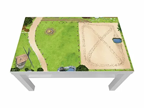 Pferdekoppel Möbelfolie/Aufkleber - LCK09 - passgenau für den Lack Couchtisch (90 x 55 cm) von IKEA - In wenigen Minuten zum einzigartigen Spieltisch für Kinder! (Möbel Nicht inklusive)