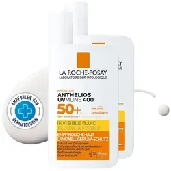 LA ROCHE-POSAY Anthelios Invisible Fluid UVMune 400 LSF 50+ - Sonnenpflege mit unsichtbarem Finish, ideal für empfindliche Haut. Bietet höchsten Schutz gegen ULTRA LONG-UVA und ist perfekt für das tägliche Tragen unter Make-up.