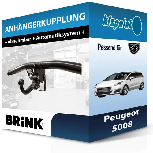 BRINK Abnehmbare Anhängekupplung für Peugeot 5008 (06.2009-10.2010) - Anhängerkupplung von Brink, abnehmbar, mit einer Anhängelast von 1700 kg. Ideal für Peugeot 5008, keine Eintragung in Fahrzeugpapiere notwendig.