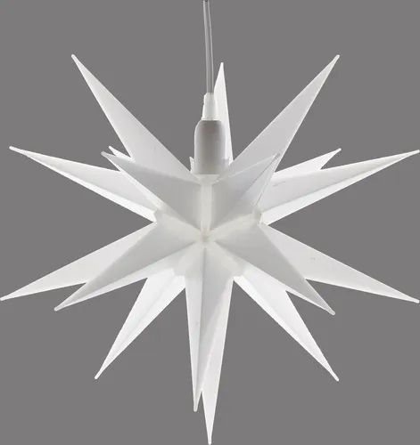 Leuchtstern aus Kunststoff Weihnachststern zum hängen beleuchtet in weiß inkl. Leuchtmittel Ø 35cm - Weiß