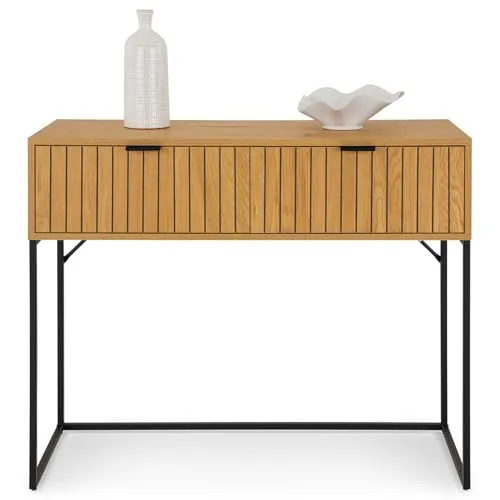 IDIMEX Konsolentisch SELO - Beistelltisch mit Rillen Design und 2 Schubladen aus Wildeiche - Konsolentisch mit elegantem Rillen Design und praktischen 2 Schubladen, ideal für Flur oder Wohnbereich, aus hochwertigem MDF gefertigt.