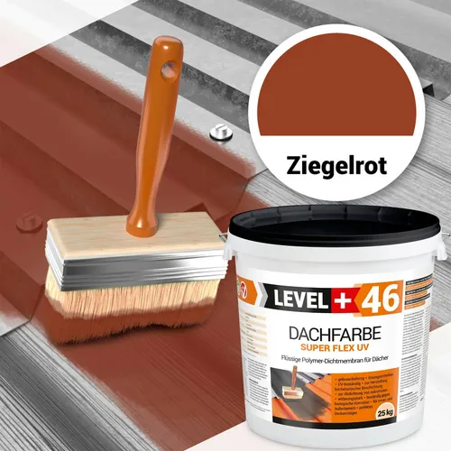 Flexible Polymermembrane Dachfarbe 25kg Ziegelrot RM46 - Industrielle Farben, elastische und lösungsmittelfreie Dachfarbe für optimale Abdichtung und UV-Beständigkeit, ideal für verschiedene Untergründe.