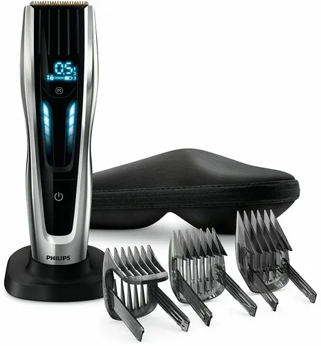 Philips HC9450/20 Haarschneider - schwarz/silber, 400 Schnittstufen und titanbeschichtete Klingen für präzises Schneiden