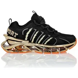 Sneaker PLEIN SPORT "Runner Sneaker" Gr. 41 - Schwarz/Gold - Laufschuhe mit ergonomischer Passform, futuristischem Design und stoßdämpfender High-Tech-Zwischensohle für optimalen Komfort und Halt.