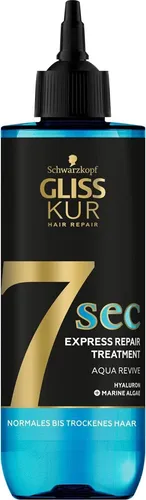 Schwarzkopf Gliss Kur Aqua Revive 7Sec Express-Repair-Kur, Haarserum, 200 ml, Frauen, trockenes Haar, normales Haar, Feuchtigkeitsspendend, Revitalisierend, Glanz, Flasche