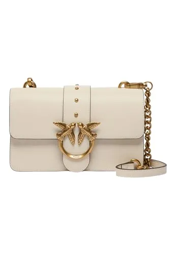 Pinko Love One Mini Umhängetasche elfenbein 105856-A0F1-Z14Q - Umhängetaschen aus hochwertigem, fein genarbtem Kalbsleder in eleganten Elfenbein, perfekt für stilvolle Anlässe.