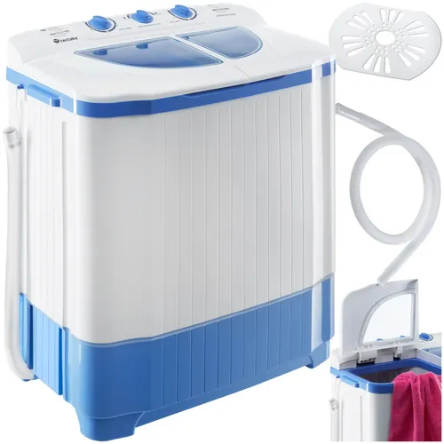 tectake portable Mini Waschmaschine - 4,5 kg Toplader mit 3,5 kg Wäscheschleuder, innovative 2-in-1 Funktion für Camping und Reisen, platzsparend und effizient