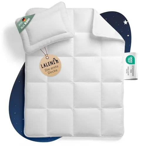 Laleni Baby Bettdecke und Kissen Set - 100x135 cm & 40x60 cm - OEKO-TEX zertifiziert - Das Laleni Baby Bettdecke und Kissen Set bietet eine schadstofffreie Schlafumgebung für Ihr Kind. Ideal für alle Jahreszeiten, atmungsaktiv und waschmaschinenfest für einfache Pflege.