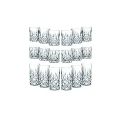 Nachtmann Becherset 18-tlg. NOBLESSE - Elegante Gläser für jeden Anlass - Gläser Set aus Klarglas mit noppenartigem Rautenschliff, ideal für Whiskey, Säfte und Mischgetränke. Spülmaschinengeeignet, perfekt für jeden Wohnstil und als Geschenk.