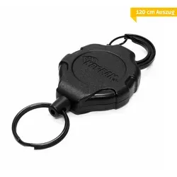 KEY-BAK Ratch-IT Schlüsselrolle mit Karabiner und Seilstop - Schlüsselanhänger mit 120 cm Kevlarschnur, ideal für extreme Anwendungen. Ratschenverriegelung für präzise Längenanpassung und sicheren Halt von bis zu 15 Schlüsseln.