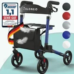 ELONEO Faltbarer Rollator für Senioren - Leichter und faltbarer Rollator mit 8,2 kg, bietet Komfort-Sitz, Handbremse und Einkaufstasche – ideal für mehr Mobilität und Sicherheit im Alltag.