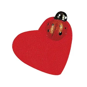 Rayher Holz-Streudeko rot Herz mit Käfer, 12 St.