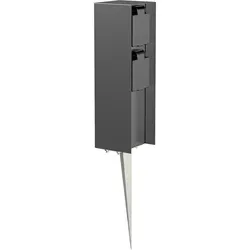 ledscom.de Garten-Steckdosen-Säule POMI mit Erdspieß, IP44, 2-fach, anthrazit - Lampen: Stilvolle Garten-Steckdosen-Säule mit 2 spritzwassergeschützten Steckdosen für optimale Stromverteilung im Freien, flexibel und modern im Design.