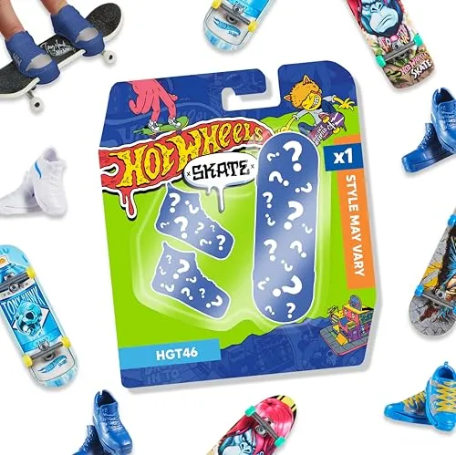 Hot Wheels Skate Sortiment - Fingerboard mit Tony Hawk Design - Finger-Skateboards für verrückte Stunts, inklusive abnehmbarer Skateboard-Schuhe für sicheren Halt und Selbstvertrauen beim Üben.