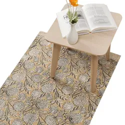 HOMELEVEL Teppich Läufer für Schlafzimmer - 80 x 150 cm - Teppich waschbar für Wohnzimmer - Waschbarer Läufer - Teppich Bedroom Carpet - Blumenprint Beige