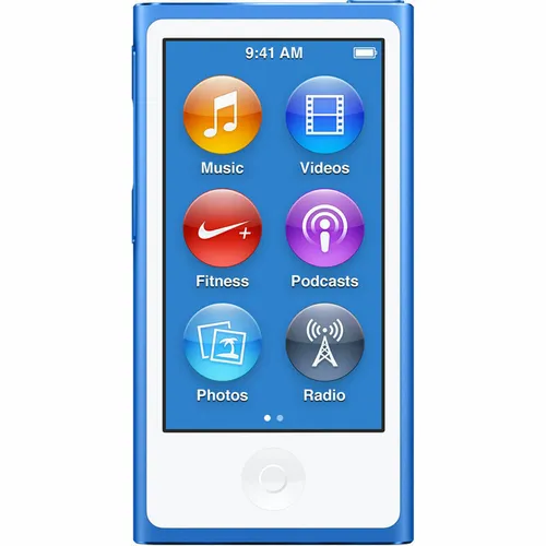Apple iPod Nano 7. Generation 16GB Blau - Mobile Audio-Player mit 30 Stunden Akkulaufzeit, FM-Radio und Beschleunigungssensor für ein optimales Hörerlebnis unterwegs.
