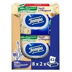 Essity Tempo sanft & pflegend feuchte Toilettentücher Großpackung - Toilettenpapier mit natürlichen Kamille-Extrakten, reißfest, ph-hautneutral und biologisch abbaubar - für ein sanftes und sauberes Gefühl.