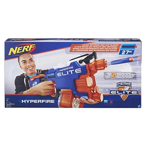 NERF N-Strike Elite Hyper-Fire - halbautomatischer Spielzeugblaster mit 25 Darts Trommelmagazin, 5 Darts pro Sekunde und bis zu 27m Reichweite