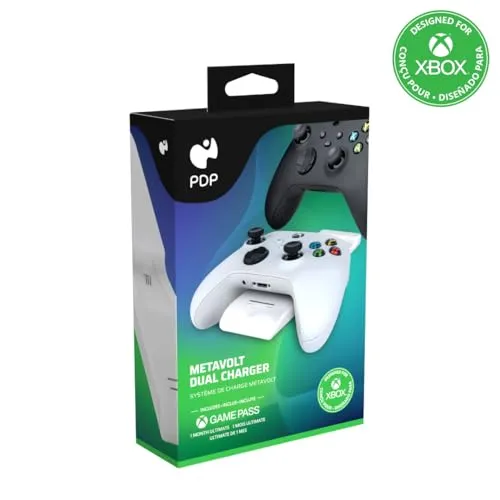 PDP Gaming Dual Ultra Slim Charge System für Xbox Series X/S - Lade-Station für zwei Xbox-Controller, schlankes Design, schnelles Laden und bis zu 20 Spielstunden pro Ladung – ideal für Gamer!