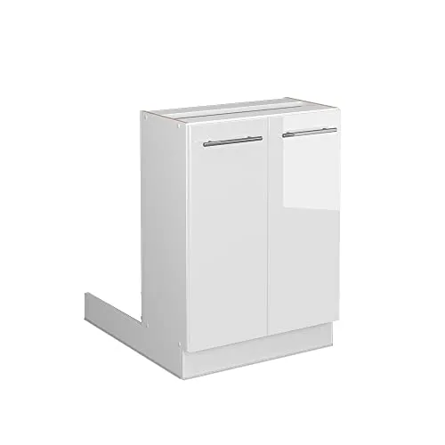 Vicco Kücheninsel Fame-Line - Weiße Hochglanz-Optik, 60 cm - Unbewegliche Kücheninseln mit Premium-Qualität, stabilen Metallgriffen und Soft-Closing-Scharnieren. Gestalten Sie Ihre Traumküche individuell mit der 60 cm breiten Insel!