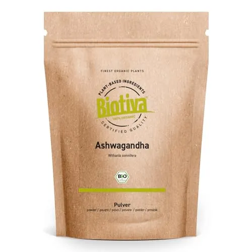 Ashwagandha Pulver Bio 250 g - Schlafbeere, Winterkirsche - Withania somnifera - Fein gemahlen & schonend getrocknet - Beliebt in Ayurveda & Yoga - Ohne Zusätze - DE-ÖKO-005 - Biotiva