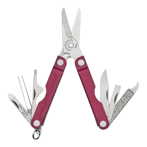 Leatherman Micra - Edelstahl-Schlüsselanhänger Multi-Tool mit Federschere und 9 Werkzeugen - Schwarze Kirsche