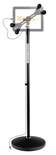 Pronomic UTH-20 Universal Tablet Ständer - Halter für Tablet und Smartphone, höhenverstellbar von 88 bis 158 cm, stufenlos drehbar und neigbar für optimalen Komfort und Flexibilität.