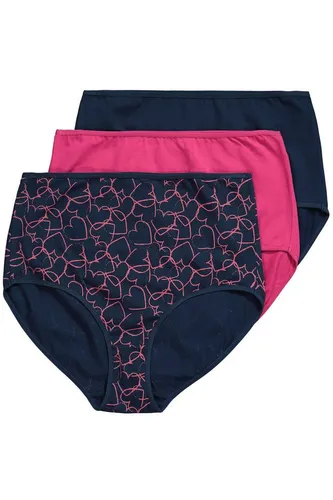 Ulla Popken Maxislip Maxislips 3er-Pack Herzen/einfarbig blau 42/44