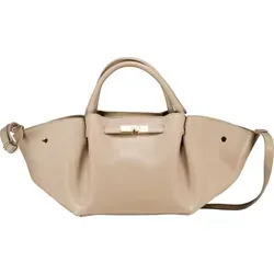 Hausfelder Manufaktur Handtasche Dollaro Beige - Elegante Handtasche aus hochwertigem Rindleder, mit praktischem Hauptfach, abnehmbarem Schulterriemen und stilvollen Bodennägeln für stabilen Stand.