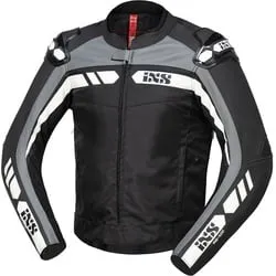 IXS RS-500 1.0 Motorrad Leder- / Textiljacke, schwarz-grau-weiss, Größe 48 für Männer